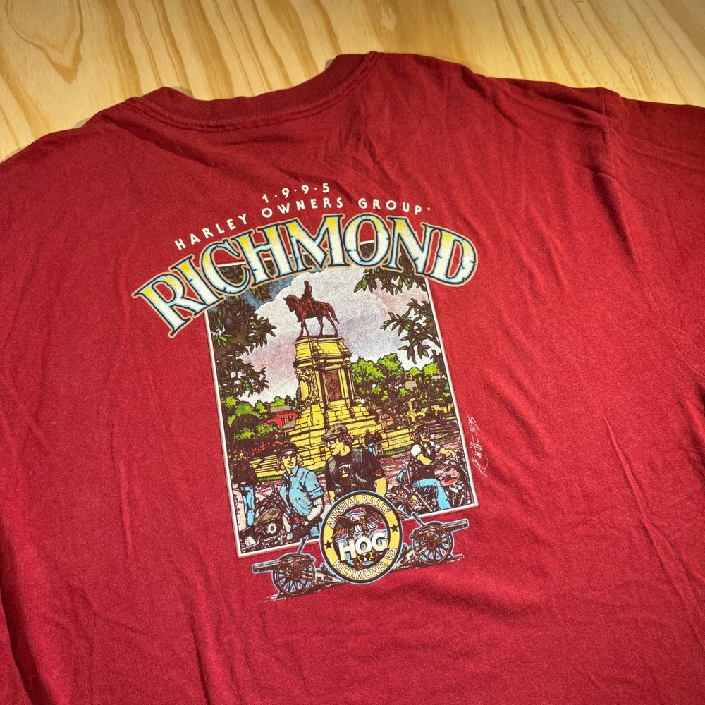 Harley Davidson Men's Richmond VA HOG Rally Graphic Tee Maroon Vintage XXL